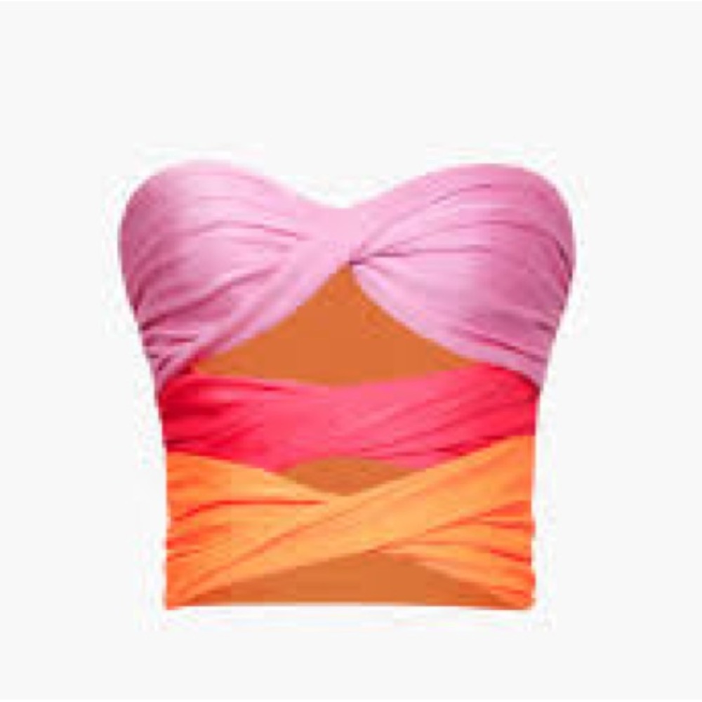 Vibrant Pink and Orange Crop Top